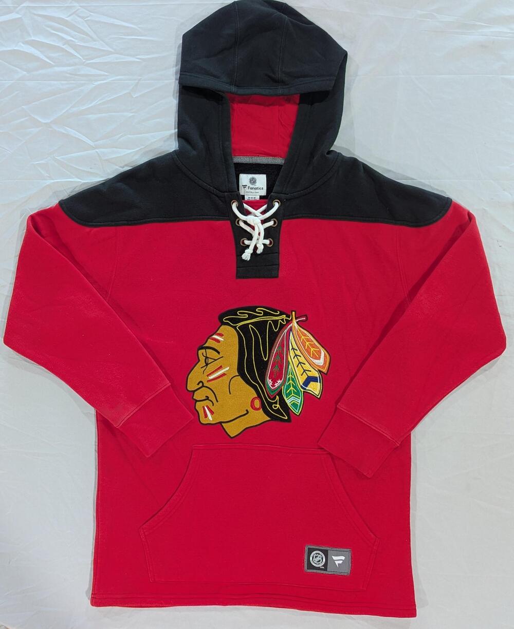 Chicago Blackhawks Sweatshirt Mens Medium Red Black NHL Hockey Fanatics Hoodie